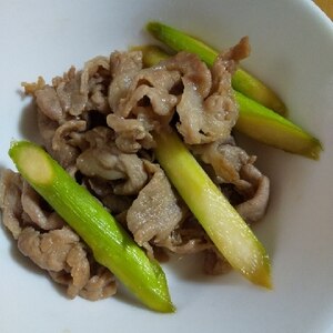 アスパラと豚肉の甘辛炒め